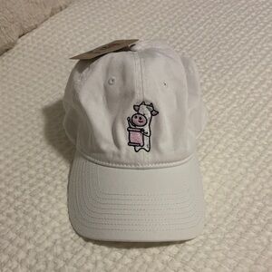 White Cap with Cow Embroidery